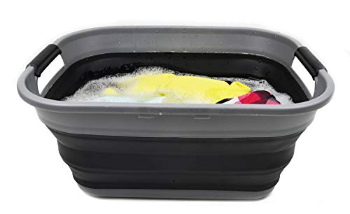 SAMMART 17.5L (4.6 Gallon) Small Collapsible/Foldable/Pop Up/Portable Washing Tub, Water Capacity 13.5L (1, Grey/Black)