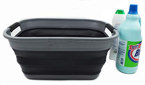 SAMMART 17.5L (4.6 Gallon) Small Collapsible/Foldable/Pop Up/Portable Washing Tub, Water Capacity 13.5L (1, Grey/Black)