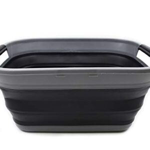 SAMMART 17.5L (4.6 Gallon) Small Collapsible/Foldable/Pop Up/Portable Washing Tub, Water Capacity 13.5L (1, Grey/Black)