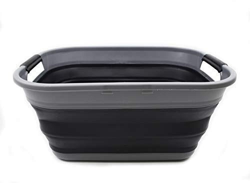 SAMMART 17.5L (4.6 Gallon) Small Collapsible/Foldable/Pop Up/Portable Washing Tub, Water Capacity 13.5L (1, Grey/Black)