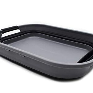 SAMMART 17.5L (4.6 Gallon) Small Collapsible/Foldable/Pop Up/Portable Washing Tub, Water Capacity 13.5L (1, Grey/Black)