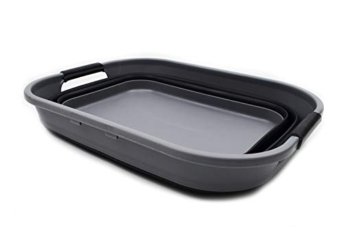 SAMMART 17.5L (4.6 Gallon) Small Collapsible/Foldable/Pop Up/Portable Washing Tub, Water Capacity 13.5L (1, Grey/Black)