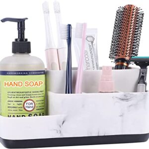 zccz Countertop Organizer - White Make Up Organizers And Storage, Multi-Functional Design Bathroom Organizer Countertop - Skincare Organizers - White Marble Look Accessory Storage