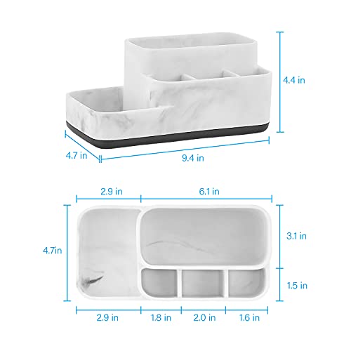 zccz Countertop Organizer - White Make Up Organizers And Storage, Multi-Functional Design Bathroom Organizer Countertop - Skincare Organizers - White Marble Look Accessory Storage