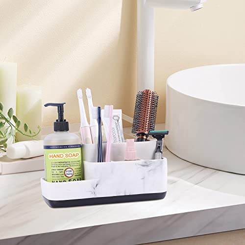 zccz Countertop Organizer - White Make Up Organizers And Storage, Multi-Functional Design Bathroom Organizer Countertop - Skincare Organizers - White Marble Look Accessory Storage