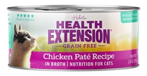 health extension wet cat food, grain-free, includes chicken pate recipe, nutrition for cats & kittens (2.8 oz / 80 g, pack of 24)