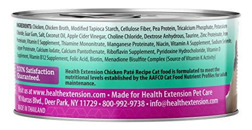 Health Extension Wet Cat Food, Grain-Free, Includes Chicken Pate Recipe, Nutrition for Cats & Kittens (2.8 Oz / 80 G, Pack of 24)