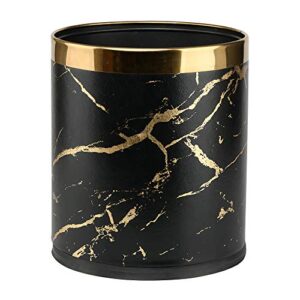 huaqinglian 2.6gallon small office trash can,bathroom garbage can,bedroom waste basket bin garbage bag invisable trash bin for living room (black gold marble)