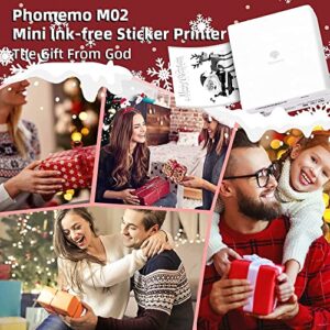 Phomemo Mini Sticker Pocket Printer M02 Inkless Thermal Portable Printer for Phone, Study Notes Printer for Anatomy, DIY Journal,Early Education, Instant Photo Printer for Picture, Graphics, Best Gift