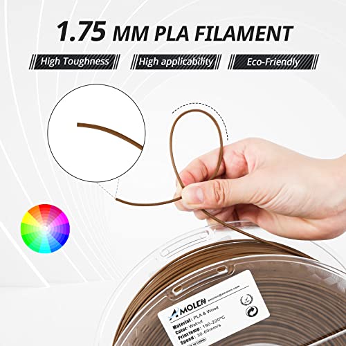 AMOLEN Dark Wood Walnut PLA Filament 1.75mm,Walnut 3D Printer Filament with 30% Real Wood Fiber,Wood Filament,1KG