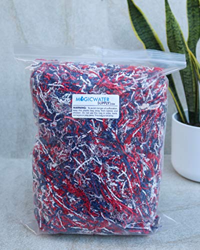 MagicWater Supply Soft & Thin Cut Crinkle Paper Shred Filler (1 LB) for Gift Wrapping & Basket Filling - Red, White and Blue