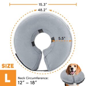 BENCMATE Protective Inflatable Collar for Dogs and Cats - Soft Pet Recovery Collar Does Not Block Vision E-Collar (Large, Grey)