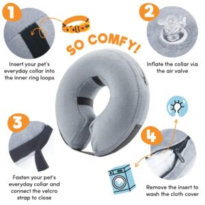 BENCMATE Protective Inflatable Collar for Dogs and Cats - Soft Pet Recovery Collar Does Not Block Vision E-Collar (Large, Grey)