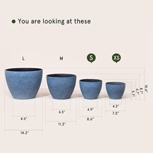 LA JOLIE MUSE Flower Pots Outdoor Garden Planters, Indoor Plant Pots with Drainage Holes, Weathered Grey (8.6 + 7.5 Inch)