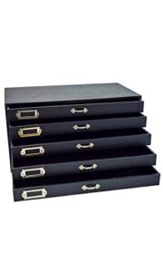 sswbasics jewelry storage organizer (jewelry box), black faux leather 5-drawer jewlery case