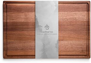 befano large black walnut cutting board for kitchen, reversible with juice groove, charcuterie, cheese board, serving tray, chopping board for meat, bread(gift box included)18x12 inches