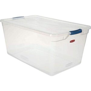 united solutions cleverstore clear latching storage tote w/lid 95 quart 29"l x 17-3/4"w x 13-1/4"h