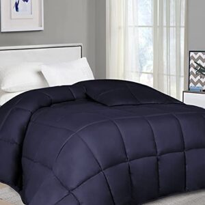 superior down alternative all season comforter - medium fill weight, perfect for winter and summer - bedding for bed, delicate and soft quilt, bedding duvet inserts & bed sets, twin/twin xl, navy blue