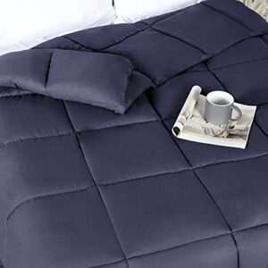 SUPERIOR Down Alternative All Season Comforter - Medium Fill Weight, Perfect for Winter and Summer - Bedding for Bed, Delicate and Soft Quilt, Bedding Duvet Inserts & Bed Sets, Twin/Twin XL, Navy Blue