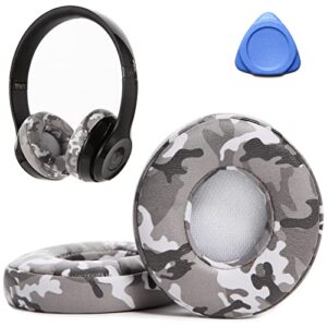 kahha ear pads,replacement earpads compatible with beats solo 2&3 wireless headphone cushions with noise isolation memory foam/eco protein leather(camo grey ii)