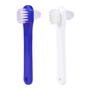 artibetter 2pcs denture brushes double-sided false teeth toothbrush denture cleaning tool (white + blue)