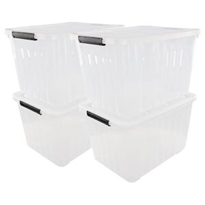 ucake 70 quart large clear storage bin, plastic storage box on wheels, 4 packs