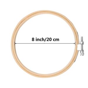 GIEMSON Embroidery Hoop 12 Pieces 8 Inch Round Embroidery Hoops Bamboo Circle Cross Stitch Hoop for Embroidery and Art Craft Sewing