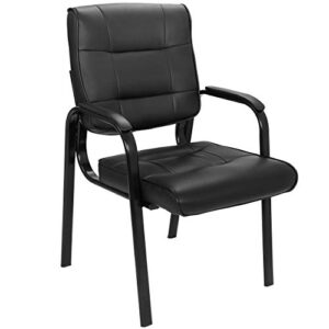 zenstyle office leather guest chairs, office reception chairs executive side chair with bonded leather and black metal frame for waiting room, conference