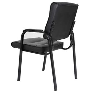 ZenStyle Office Leather Guest Chairs, Office Reception Chairs Executive Side Chair with Bonded Leather and Black Metal Frame for Waiting Room, Conference