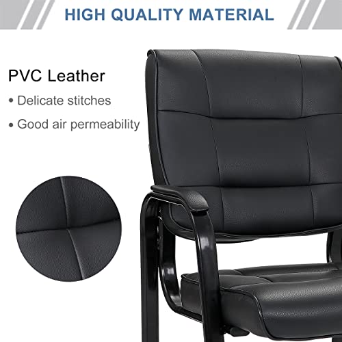 ZenStyle Office Leather Guest Chairs, Office Reception Chairs Executive Side Chair with Bonded Leather and Black Metal Frame for Waiting Room, Conference