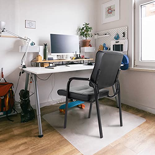 ZenStyle Office Leather Guest Chairs, Office Reception Chairs Executive Side Chair with Bonded Leather and Black Metal Frame for Waiting Room, Conference