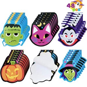 joyin 48 pcs halloween spooky characters mini notepad set in 6 designs, halloween note pads trick or treat gifts set for kids halloween party favors classroom favors halloween goodie bag fillers