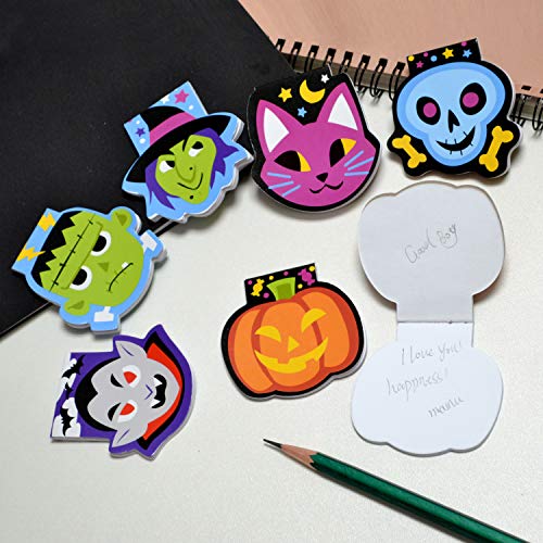 JOYIN 48 Pcs Halloween Spooky Characters Mini Notepad Set in 6 Designs, Halloween Note Pads Trick or Treat Gifts Set for Kids Halloween Party Favors Classroom Favors Halloween Goodie Bag Fillers