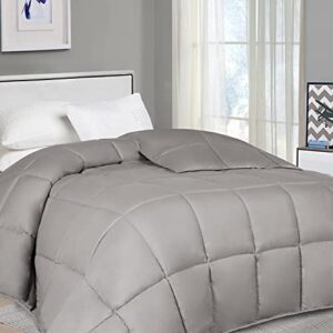 superior down alternative all season comforter, medium fill weight, perfect for winter and summer, bedding for bed, breathable and comfortable bedding duvet inserts & bed sets, king size, silver