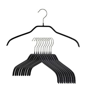 mawa by reston lloyd silhouette series non slip space saving narrow clothing hanger, style 36-f, set of 10, black