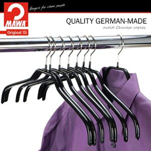 Mawa by Reston Lloyd Silhouette Series Non Slip Space Saving Narrow Clothing Hanger, Style 36-F, Set of 10, Black