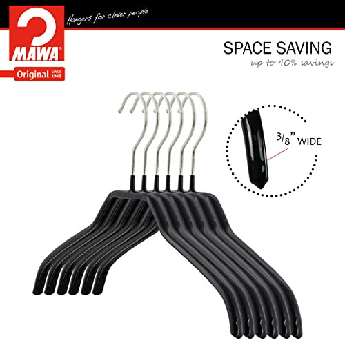 Mawa by Reston Lloyd Silhouette Series Non Slip Space Saving Narrow Clothing Hanger, Style 36-F, Set of 10, Black