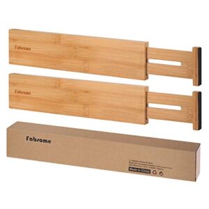 drawer dividers pack of 2, adjustable bamboo clothing drawer organizers spring-loaded, durable organization separators for dresser, bedroom, bathroom, office, 13.25-17 in