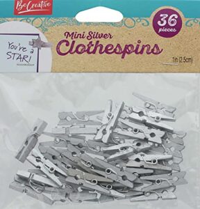 leisure arts silver clothespins wood 1" mini 36pc