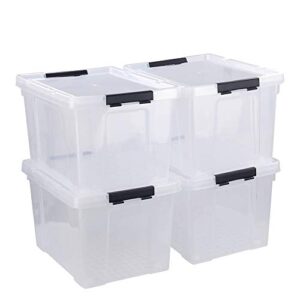 tstorage 50 quart plastic storage container with wheels, clear large storage bin, 4 packs