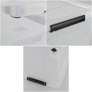 Dehouse 70 L Large Clear Storage Boxes, Plastic Storage Box with Lids and Wheels, Set of 4