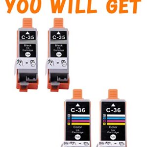 (6-Pack, 3 x Black + 3 x Tri Color) Compatible PGI 35 CLI 36 PGI35 CLI36 Ink Cartridge Used wtih Canon PIXMA iP100 iP110 Series Printer, by EasyPrint