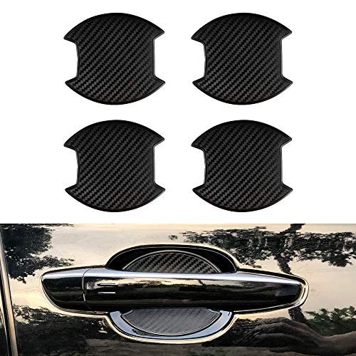 LECART 4PCS Premium Car Door Cup Scratch Protector TPU Carbon Fiber Like 3D Stickers Universal Auto Door Cup Scratch Protection Cover Guard Film for BENZ AUDI JEEP BMW LEXUS FORD BUICK SUV Truck Black