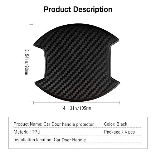 LECART 4PCS Premium Car Door Cup Scratch Protector TPU Carbon Fiber Like 3D Stickers Universal Auto Door Cup Scratch Protection Cover Guard Film for BENZ AUDI JEEP BMW LEXUS FORD BUICK SUV Truck Black