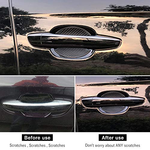 LECART 4PCS Premium Car Door Cup Scratch Protector TPU Carbon Fiber Like 3D Stickers Universal Auto Door Cup Scratch Protection Cover Guard Film for BENZ AUDI JEEP BMW LEXUS FORD BUICK SUV Truck Black