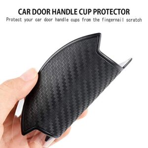 LECART 4PCS Premium Car Door Cup Scratch Protector TPU Carbon Fiber Like 3D Stickers Universal Auto Door Cup Scratch Protection Cover Guard Film for BENZ AUDI JEEP BMW LEXUS FORD BUICK SUV Truck Black