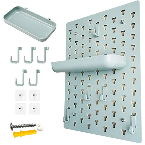 AncBace Wall Shelf Floating Shelves Wall Mount Shelf Pegboard Hooks Organizer Storage Racks Decorative DIY for Living Room Kitchen Bathroom Office Entryway Plastic Convenient (1, Blue)