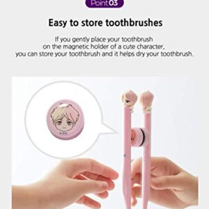 [BTS Official Merchandise] Fans Gift - K-Pop Idols Goods - BTS Character Figure Toothbrush with Convenient Magnetic Holder (Jung Kook)