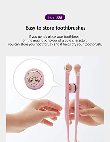 [BTS Official Merchandise] Fans Gift - K-Pop Idols Goods - BTS Character Figure Toothbrush with Convenient Magnetic Holder (Jung Kook)