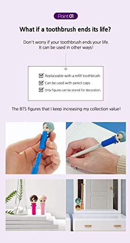 [BTS Official Merchandise] Fans Gift - K-Pop Idols Goods - BTS Character Figure Toothbrush with Convenient Magnetic Holder (Jung Kook)